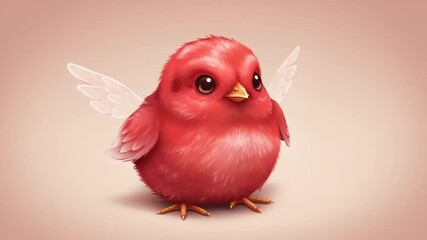 Cute Red Bird with Wings Animated Background Loop for Children's Content Creation - Powered by Adobe