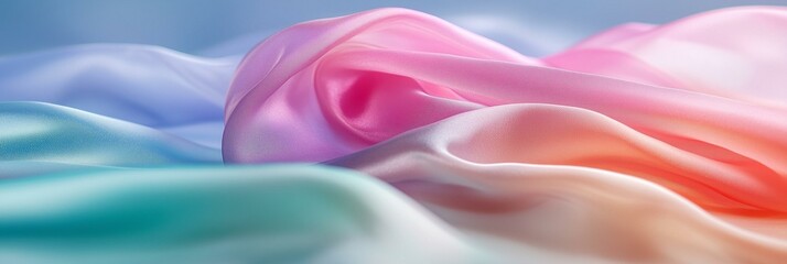 Obraz premium Flowing silk fabric close-up studio textile photography soft colors macro view elegance in motion