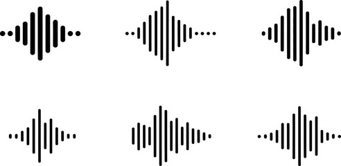 Abstract vector sound wave icons: modern, minimalist design.