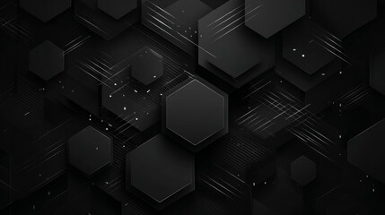 3d rendering of black abstract geometric background. Scene for advertising design, showroom, technology, future, modern, sport, game, metaverse, cosmetic, warehouse, garage. Sci Fi Illustration