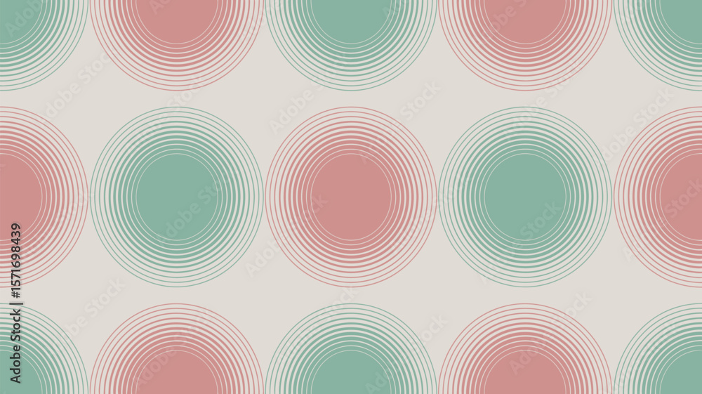 Aufkleber repeating pattern of concentric circles in alternating pink and green colors