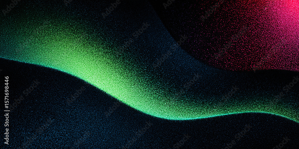 Aufkleber abstract wavy background with green and red gradient. black. dark style. curved. particles. dots. ba