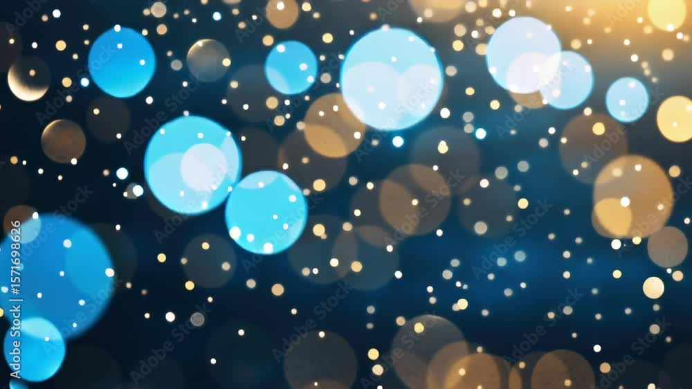 Poster a mesmerizing display of blue and gold lights creates a stunning bokeh effect, illuminating the dark