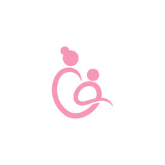 breastfeeding mother logo with love symbol in flat design style