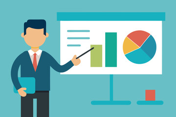 Business Meeting for Data Analysis and Investment – Flat Teamwork Vector Design