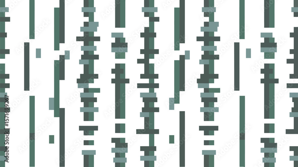 Poster abstract pattern featuring vertical bars and horizontal rectangles in green tones