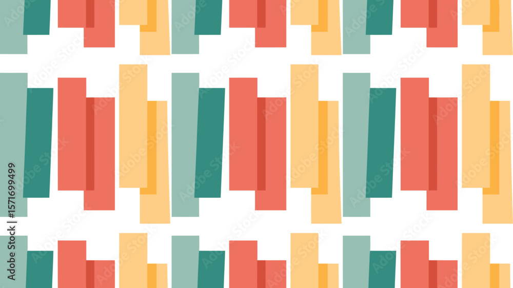 Poster a repeating pattern of vertical rectangles in teal coral and yellow colors