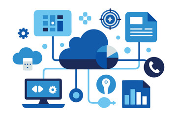  KPI Dashboard and Business Performance Analytics with Graphs and Target Icons – Flat Office Illustration