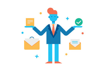 Business Icon Set in Flat Style – Data Analysis, Office Work, and Corporate Concepts