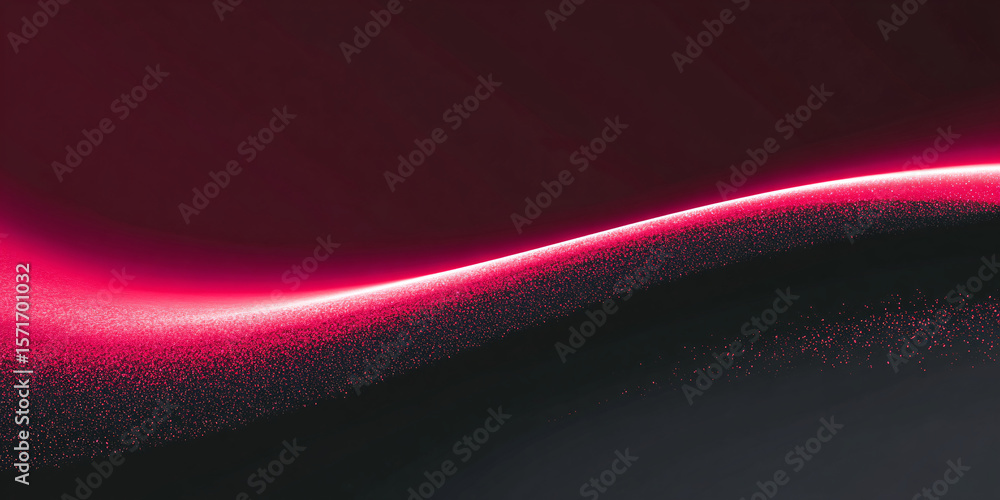 Poster abstract wavy background with pink and red gradient. dark style. black. curved line. particles. nois