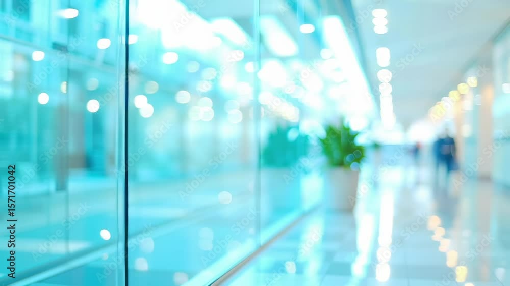 Poster visitors navigate bright and spacious hallways while admiring sleek design elements.