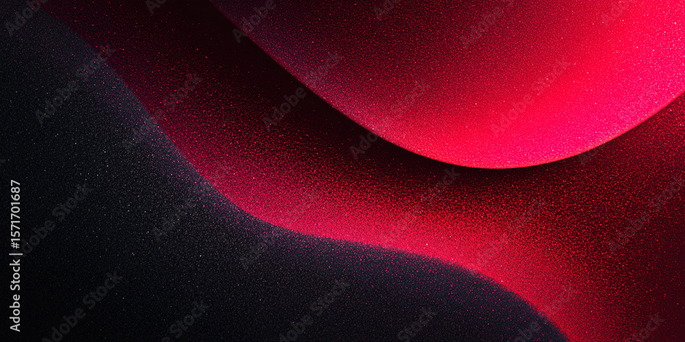 Aufkleber abstract wavy background with pink and red gradient. dark style. black. curved shapes. particles. no