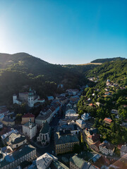 Aerial View of Central Square in Banská Štiavnica, Slovakia


