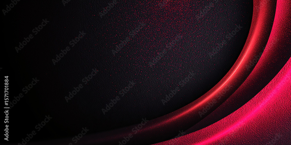 Aufkleber abstract wavy background with pink and red gradient. dark style. black. curved shapes. particles. no