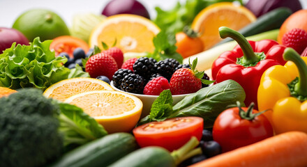 Abundant Arrangement of Fresh Organic Fruits and Vegetables