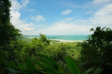 view to the pacific ocean and the village Dominical in Costa Rica