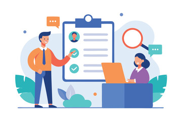 Business Data Analysis Concept – Flat Vector with Manager and Graph Charts