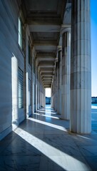 Fototapeta premium colonnade with sunlight streaming through.