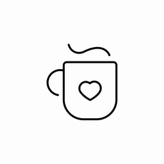 heart mug beverage icon sign vector