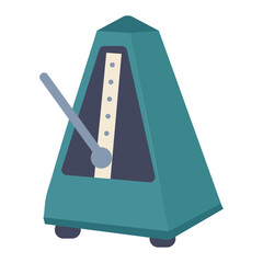Metronome music tempo instrument vector illustration. Mechanical metronome flat design. Classical music practice metronome.