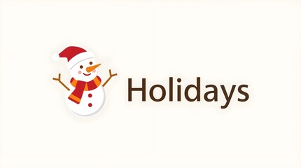 Cute Snowman with Santa Hat and Holiday Text Illustration
