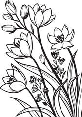 dense arrangement of tulips botanical illustration, tulips transparent background