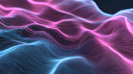 Obraz premium Abstract background with glowing wave. Shiny moving lines design element. Modern pink blue gradient flowing wave lines. Futuristic technology concept.