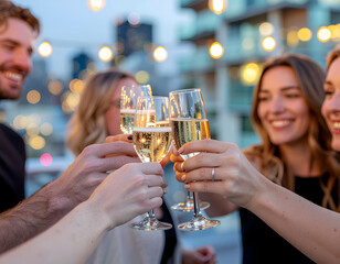 young people drinking champagne
