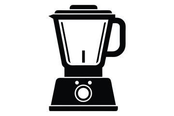 Black and White Vector Graphic Illustration of a Kitchen Blender with a Control Knob