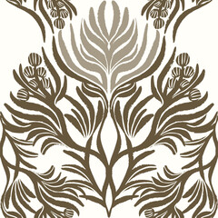Hand drawn vector damask seamless pattern