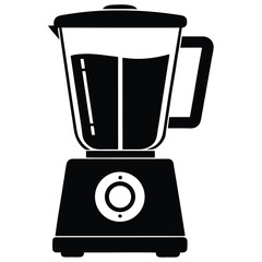 Black Silhouette of a Blender with Liquid Inside the Jar and Button on the Base