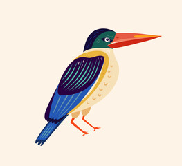 Vector colorful illustration with African bird. Art poster