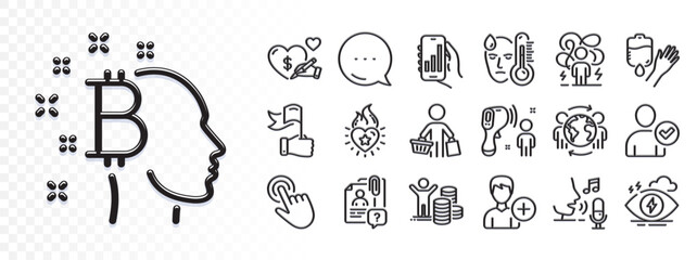 Blood, Difficult stress and Identity confirmed line icons for web app. Glare of light effect. Message icon. Pack of Budget profit, Global business, Search employee pictogram icons. Vector