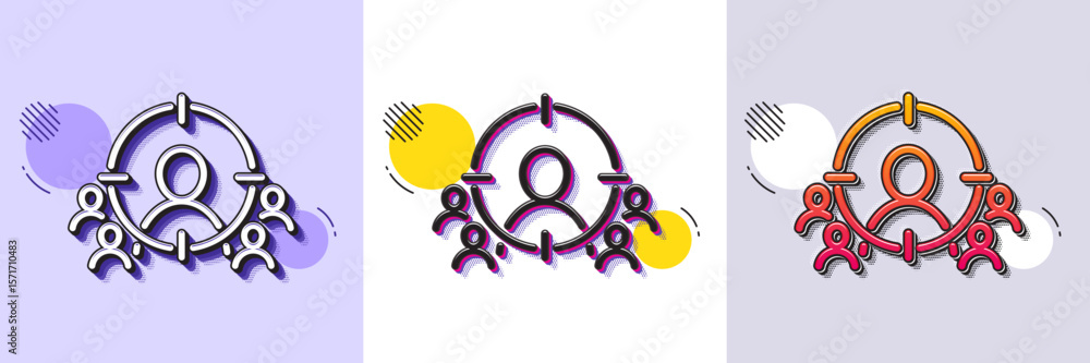 Poster business targeting line icon. halftone dotted pattern. gradient icon with grain shadow. marketing ta