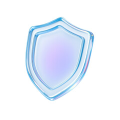 glossy transparent shield icon on a dark background symbolizing protection, security, and safety, embodying trust and safeguarding concepts in digital contexts