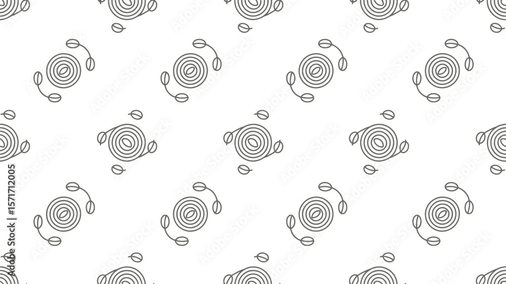 Poster seamless pattern with concentric circles and leaf like shapes on a light background