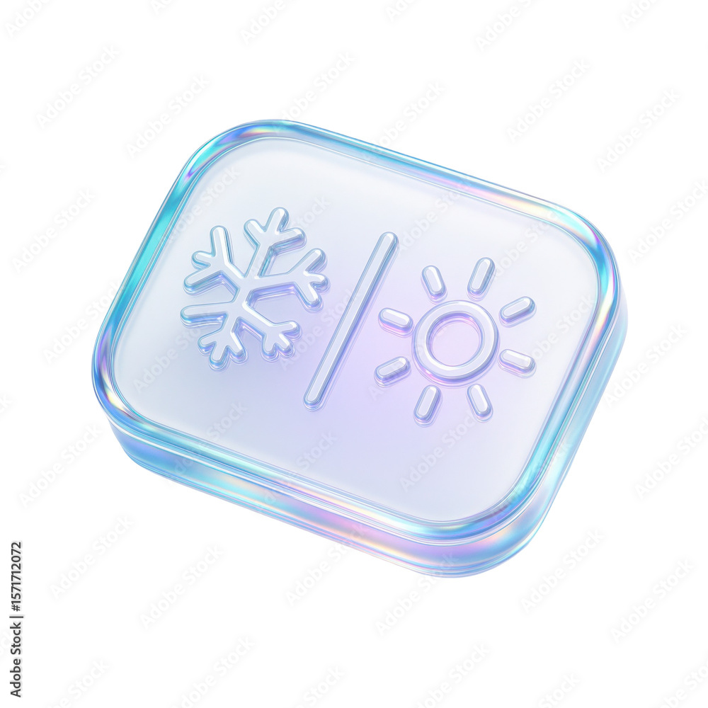 Poster semitransparent crystal icon of futuristic temperature control device with sleek design showcasing a