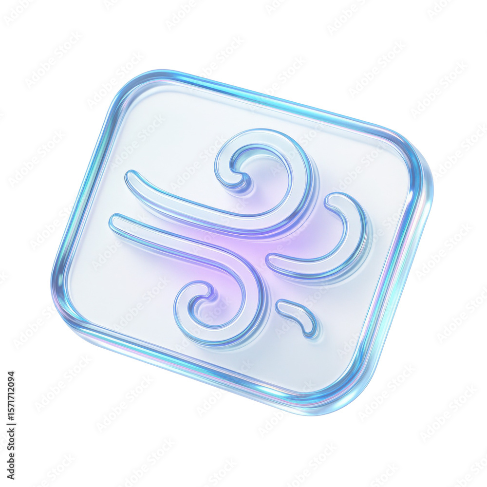 Poster abstract representation of flowing air symbol with a soft glow, showcasing a mix of light colors and