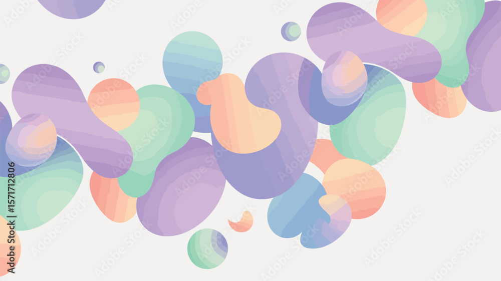 Poster a pastel colored abstract background with floating shapes and soft gradients art