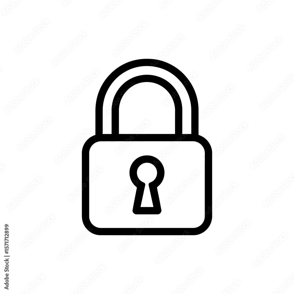 Poster simple black and white padlock symbol emphasizing security and privacy represented by minimalist des