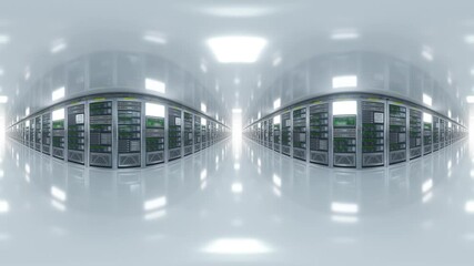 Futuristic Data Center with Server Racks vr 360 looping animation - Powered by Adobe