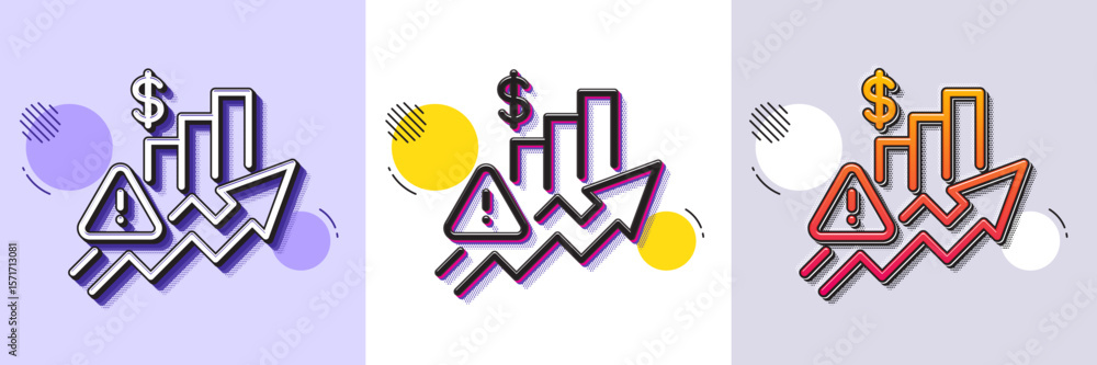Aufkleber rise price line icon. halftone dotted pattern. gradient icon with grain shadow. excise duty graph si
