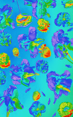 Bold digital floral pattern with heatmap-style coloring. Psychedelic and futuristic look, great for...