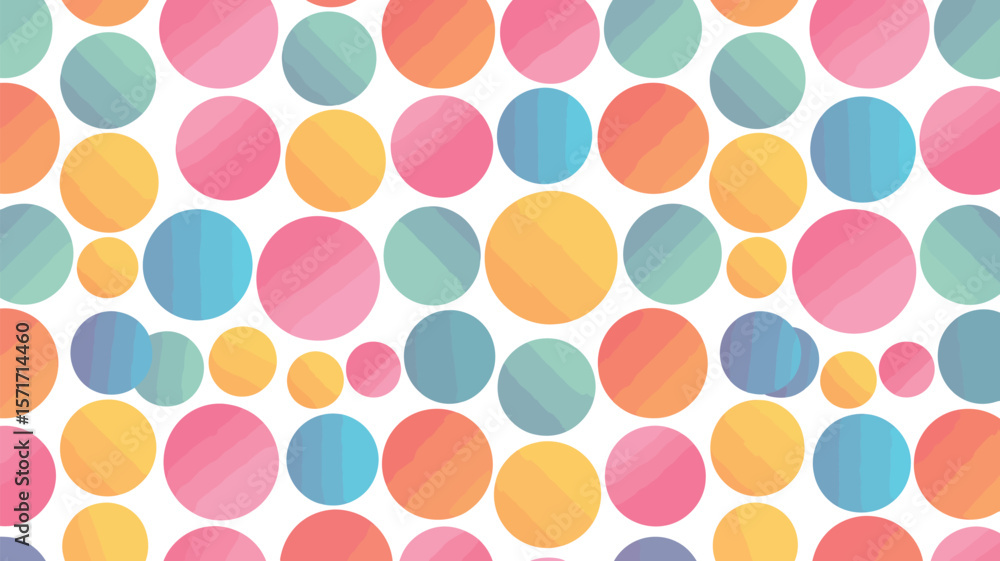 Poster a colorful pattern of overlapping circles in pastel shades on a white background