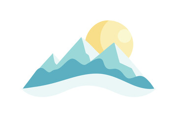Paper Cut Layered Snowy Mountains With Soft Rolling Hills