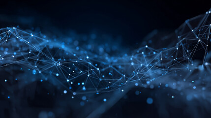 Obraz premium Artificial intelligence tech background. Digital technology, deep learning and big data concept. Abstract visual for screen template. Geometric artificial intelligence tech backdrop.