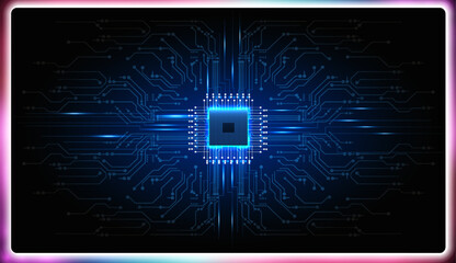 Modern computer chip surrounded by circuit patterns on a dark background showcasing technology and innovation.