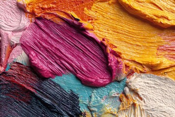 Colorful abstract artwork with vibrant paint strokes showcasing artistic expression and creativity in a modern style