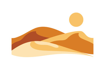 Paper Cut Desert Landscape With Sand Dunes Stylized Forms