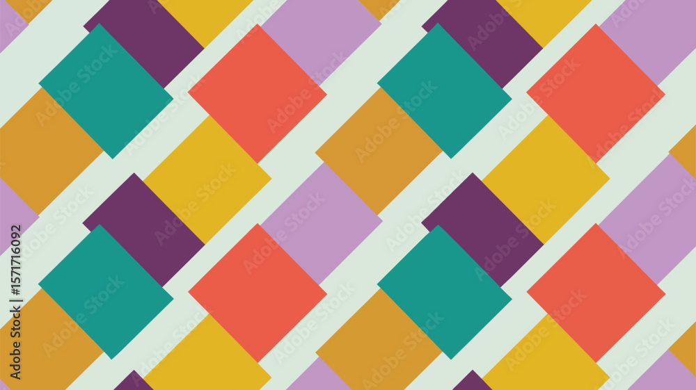 Aufkleber colorful abstract pattern with overlapping squares and diagonal white lines design